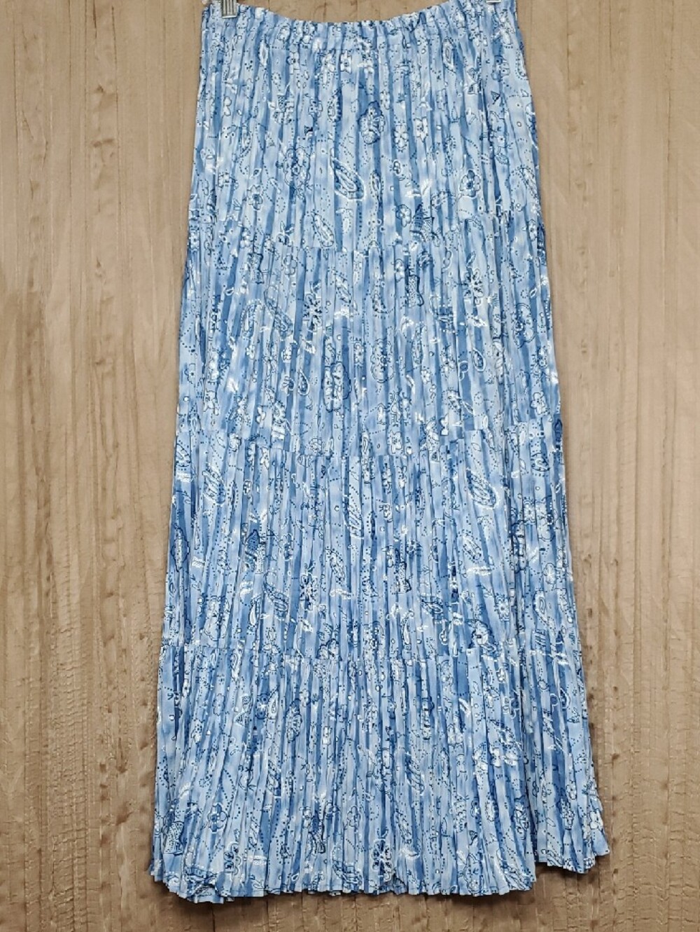 Coldwater Creek Blue Pleated Floral Paisley Print Maxi Skirt Size Medium